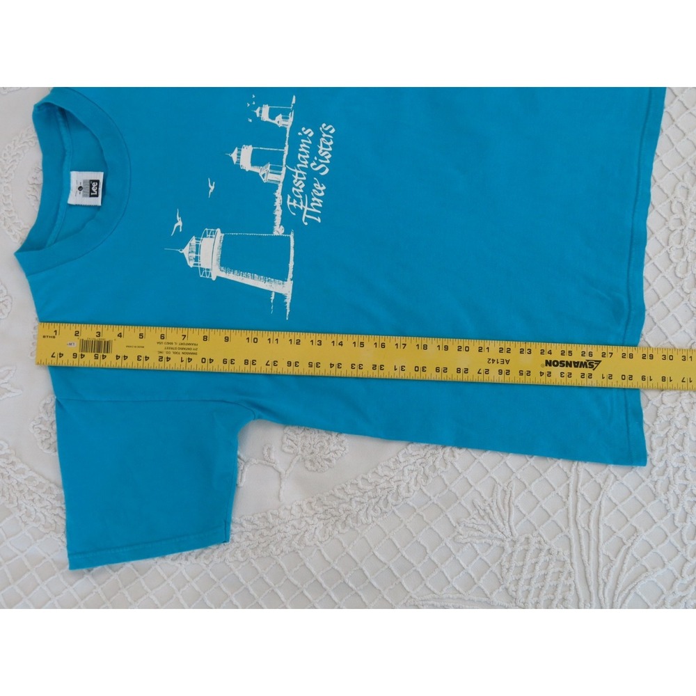 Vintage Lee Heavy Weight Cotton USA Made Easthams Three Sisters Lighthouse Tee L - Picture 2 of 7